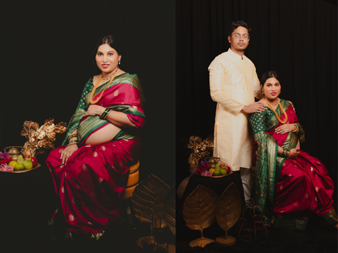 Celebrating Ganesh Chaturthi with a Maternity Shoot in Malad, Mumbai: A Perfect Blend of Tradition and Joy with Photography Adda & Rental Outfits