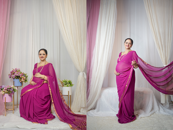 Capture the Divine Glow of Motherhood: A Special Ganesha Chaturthi Maternity Shoot in Kandivali West, Mumbai